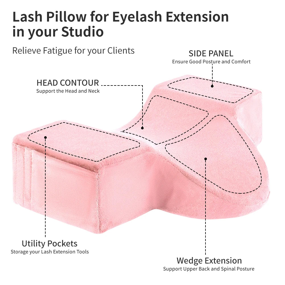 Eyelash Pillow Neck Support Pink Lash Extension Accessories Neck Pillow for Eyelash Extensions Memory Foam U Shaped Pillow