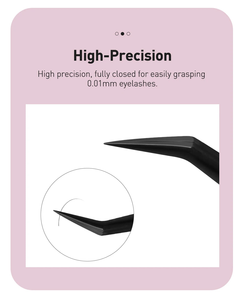 SAKURAHANA Professional Eyelash Tweezers Black Fiber Tip For Lash Extensions Mega Volume Mink Lashes Tool Makeup Artist Kit