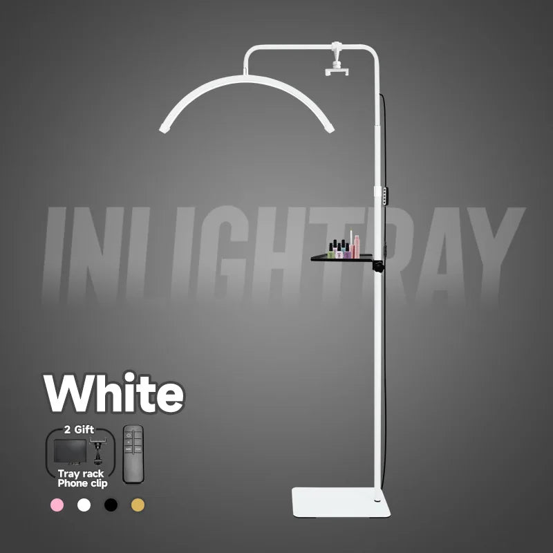 Free LOGO 23inch oem 45W New LED Eyelash Extension Light Half-Moon bed lamp Design Adjustable Brightness with Ring Light Feature