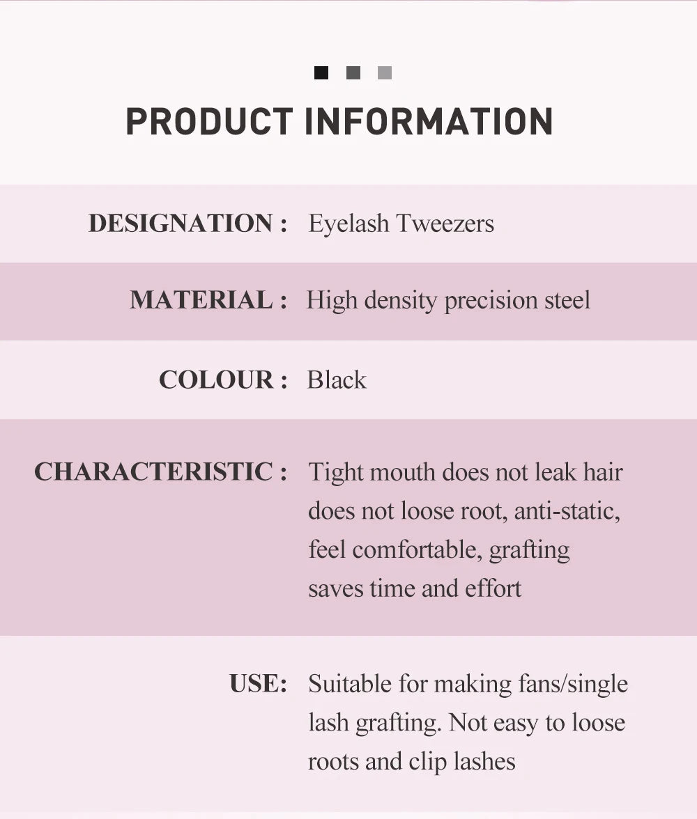 SAKURAHANA Professional Eyelash Tweezers Black Fiber Tip For Lash Extensions Mega Volume Mink Lashes Tool Makeup Artist Kit