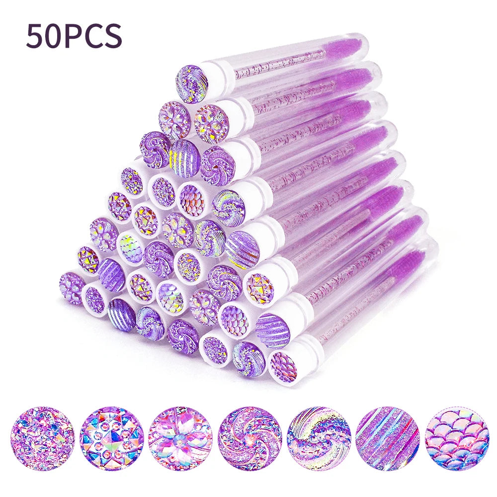 10/50Pcs Disposable Eyelash Brush Reusable Eyelashes Brush Tube Mascara Wands Tubes Dust-proof Lash Spoolies Storage Makeup Tool
