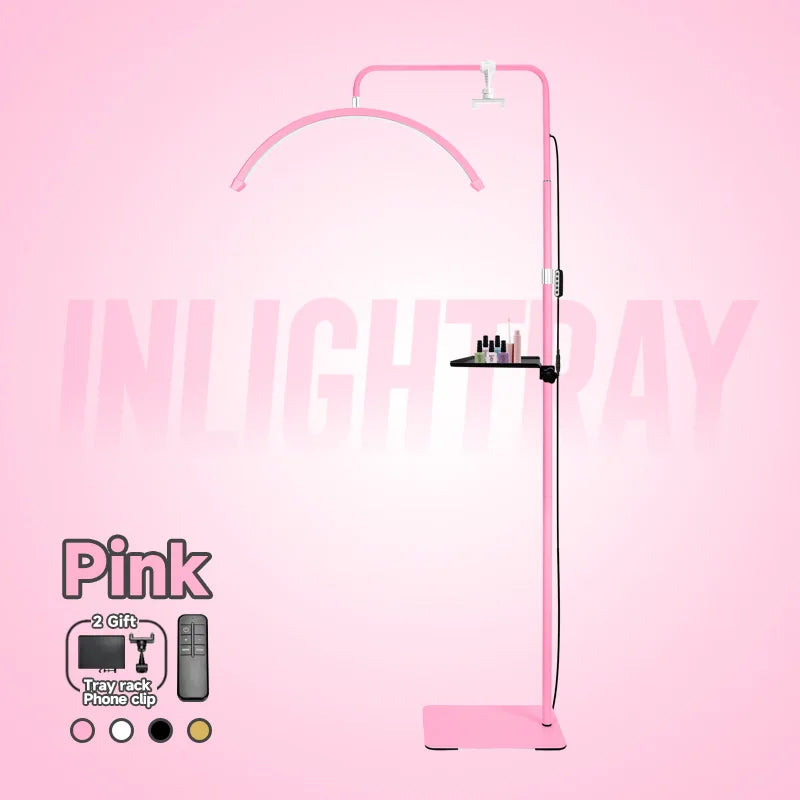 Free LOGO 23inch oem 45W New LED Eyelash Extension Light Half-Moon bed lamp Design Adjustable Brightness with Ring Light Feature