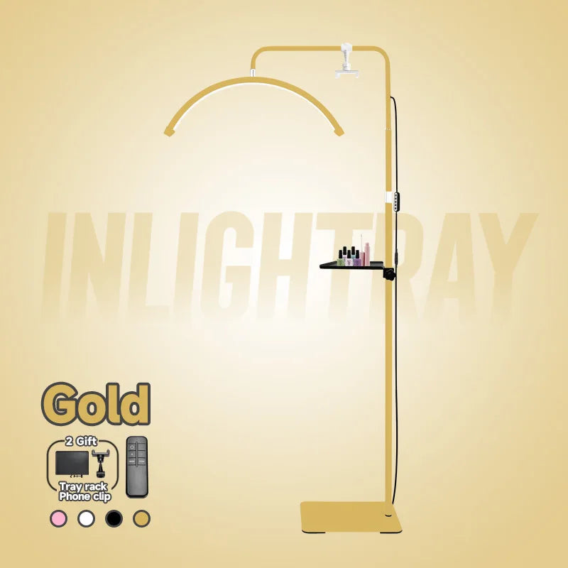 Free LOGO 23inch oem 45W New LED Eyelash Extension Light Half-Moon bed lamp Design Adjustable Brightness with Ring Light Feature