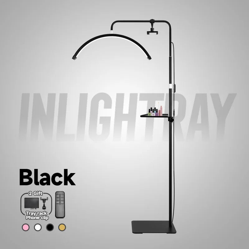 Free LOGO 23inch oem 45W New LED Eyelash Extension Light Half-Moon bed lamp Design Adjustable Brightness with Ring Light Feature