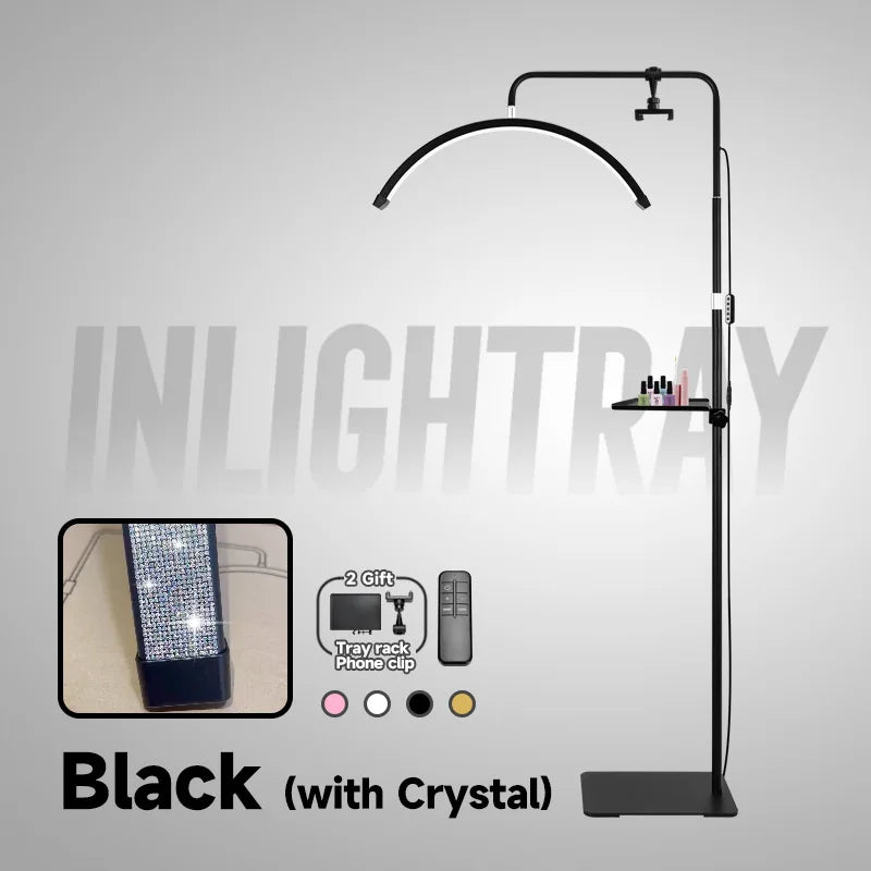 Free LOGO 23inch oem 45W New LED Eyelash Extension Light Half-Moon bed lamp Design Adjustable Brightness with Ring Light Feature